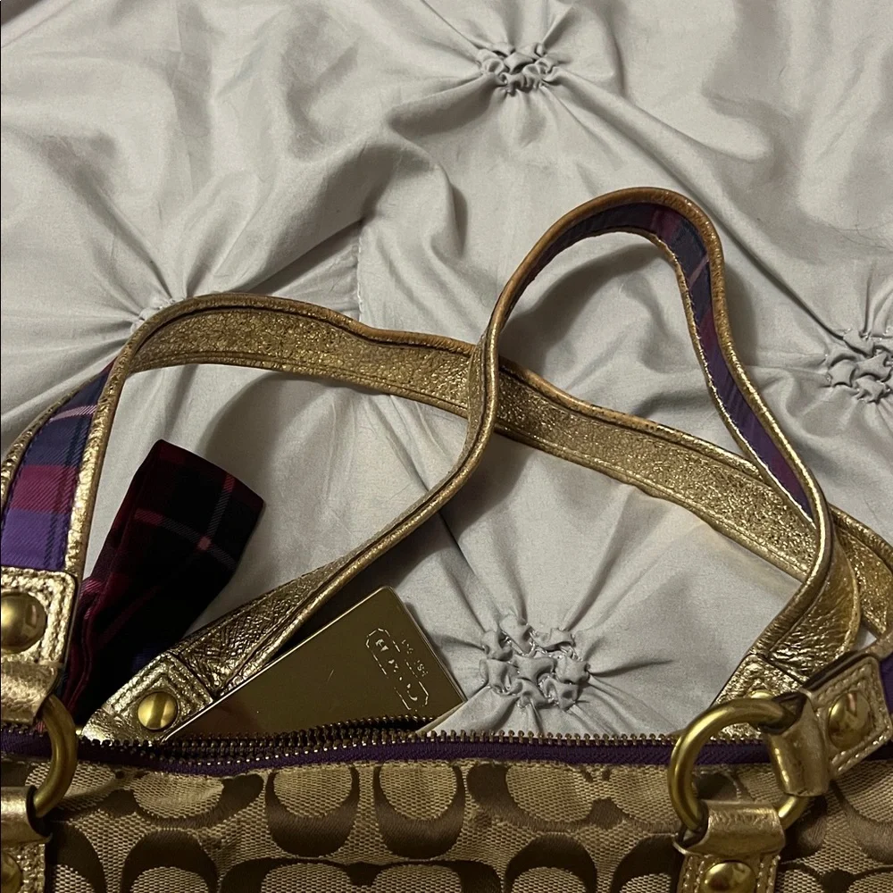Coach Poppy classic tan and purple tartan large tote (lot of 2, not separating) - Picture 13 of 16